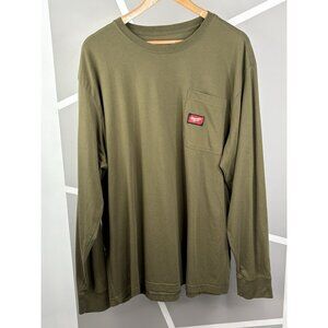 Milwaukee Tools Long Sleeve Crew Neck Pullover Men’s 2XL Pocket Olive Green